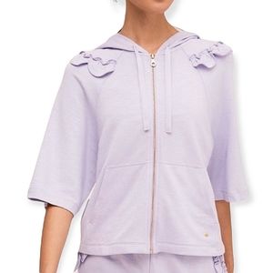 KATE SPADE NEW YORK Athleisure Scalloped Ruffle Frozen Lilac Zip Up Hoodie